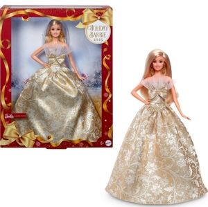 Barbie 2025 Holiday Doll in Gold and Silver Blonde